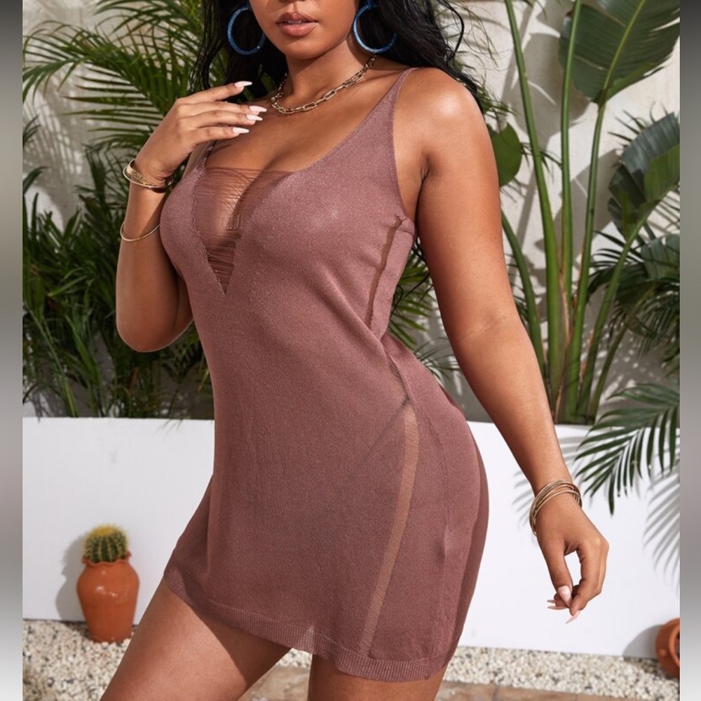 Rosy Nude Brown Swim Coverup